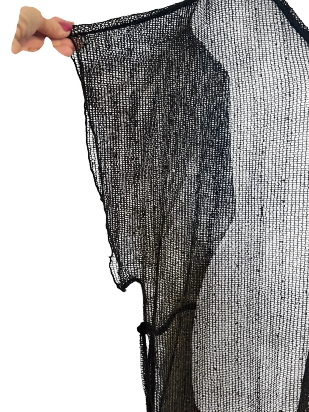 Black Sheer V-Neck Swim Cover-Up XLARGE #12 - Picture 3 of 6